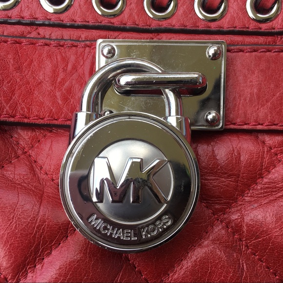 Michael Kors Hamilton Red Quilted Leather Tote - Picture 5 of 6